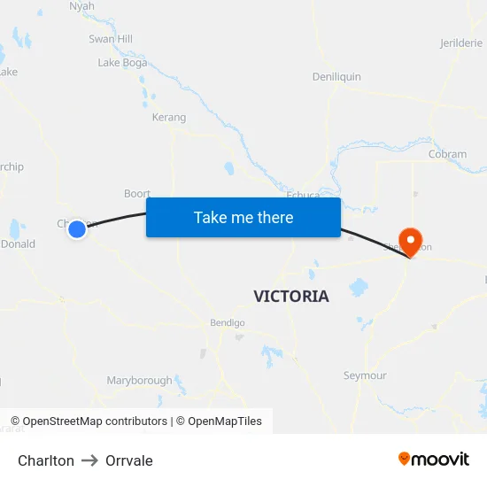 Charlton to Orrvale map