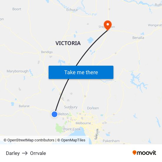 Darley to Orrvale map