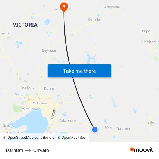 Darnum to Orrvale map