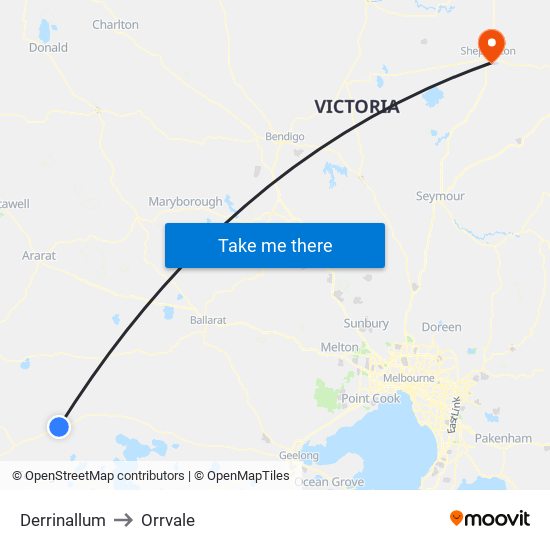 Derrinallum to Orrvale map