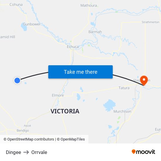 Dingee to Orrvale map