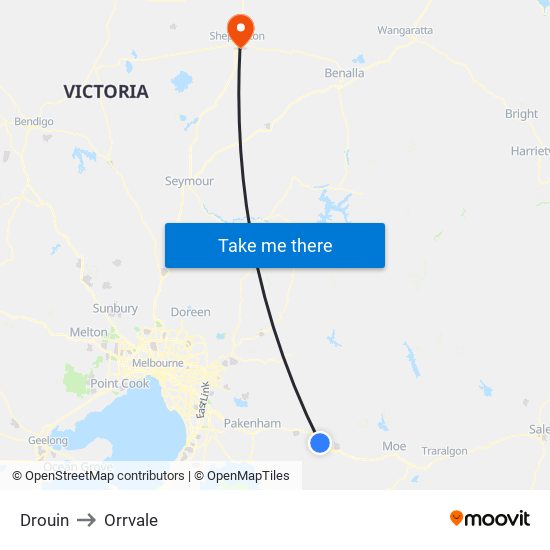 Drouin to Orrvale map