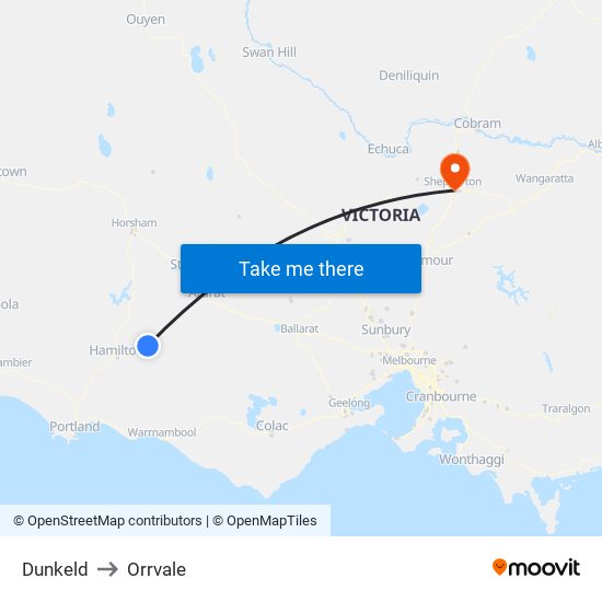 Dunkeld to Orrvale map