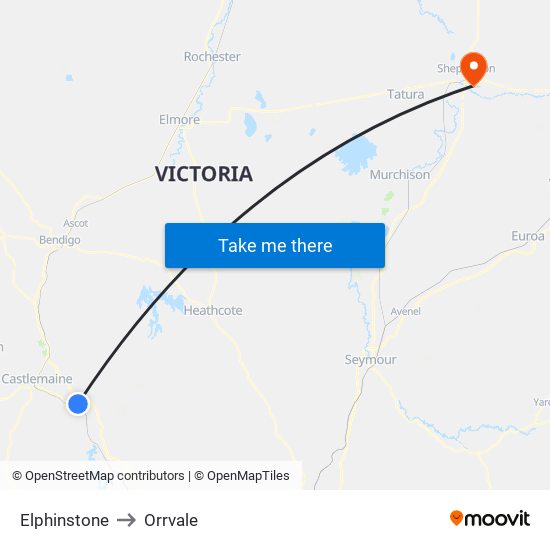 Elphinstone to Orrvale map