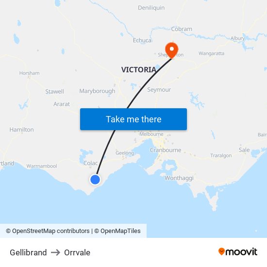 Gellibrand to Orrvale map