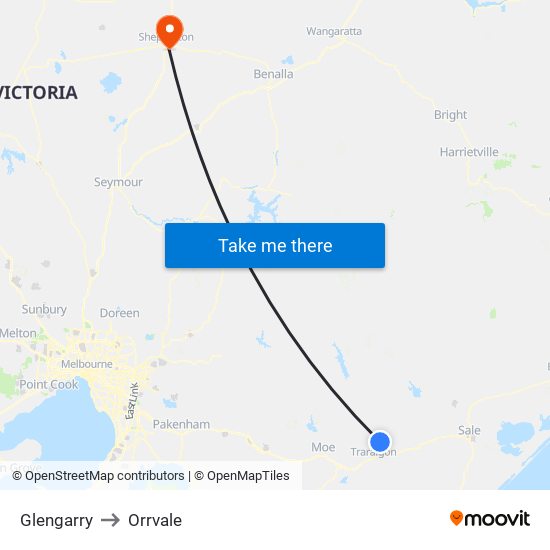 Glengarry to Orrvale map