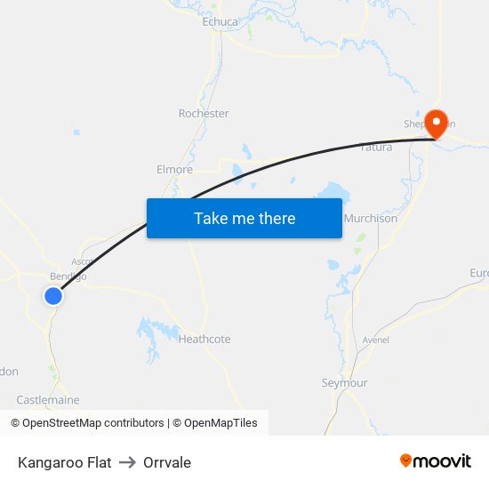 Kangaroo Flat to Orrvale map