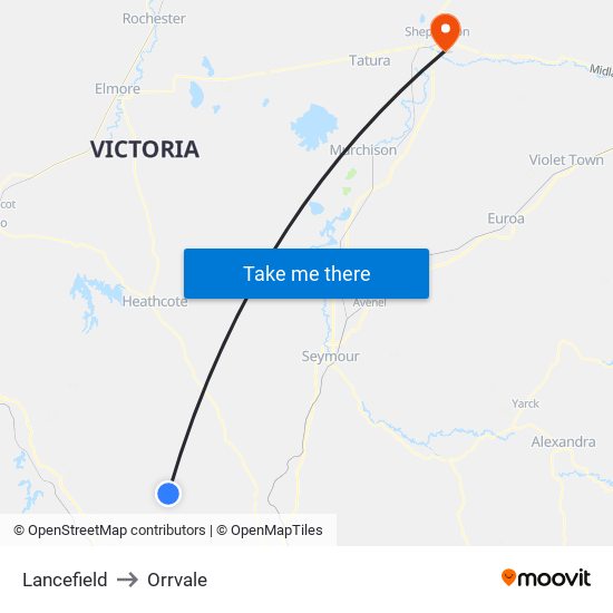 Lancefield to Orrvale map