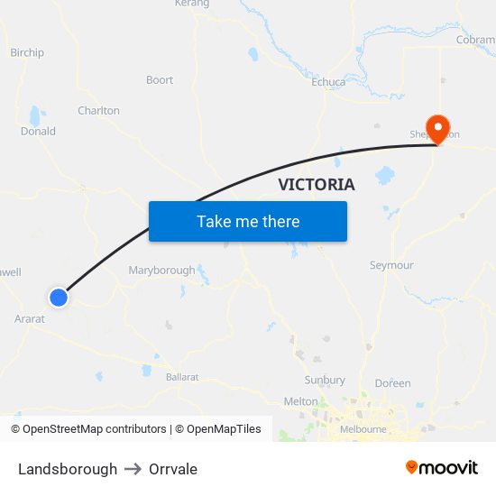 Landsborough to Orrvale map