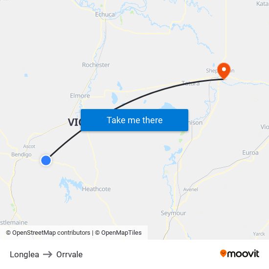 Longlea to Orrvale map