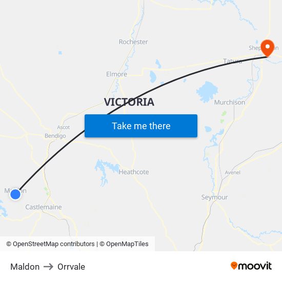 Maldon to Orrvale map