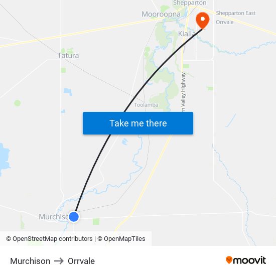 Murchison to Orrvale map