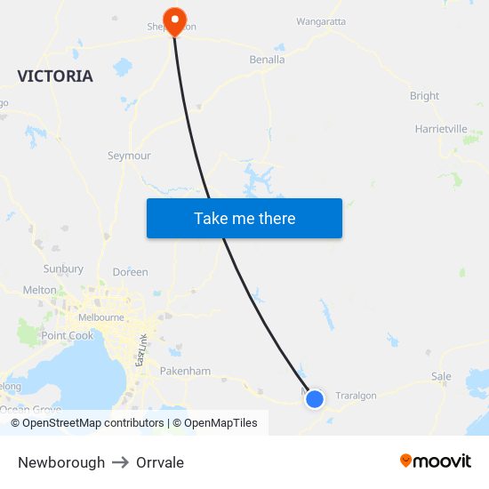 Newborough to Orrvale map