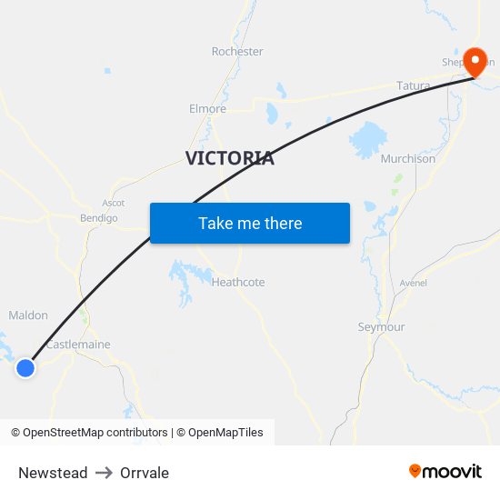 Newstead to Orrvale map