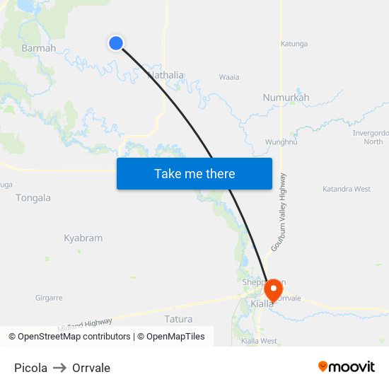 Picola to Orrvale map