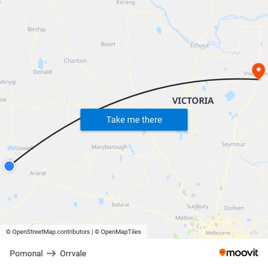 Pomonal to Orrvale map