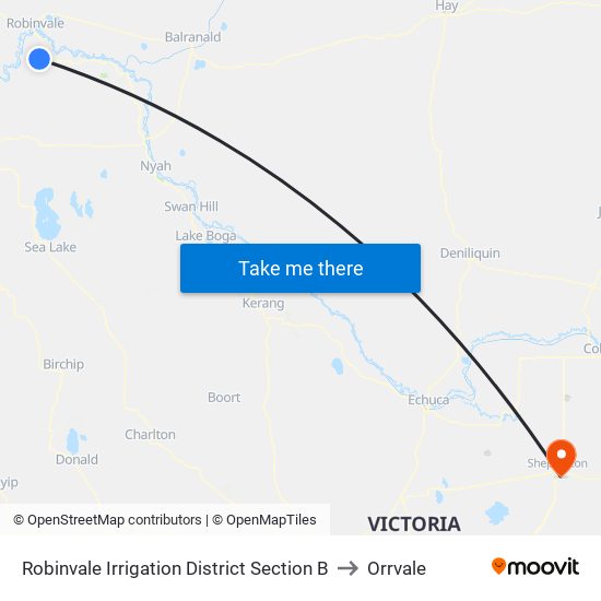 Robinvale Irrigation District Section B to Orrvale map