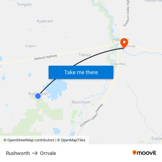 Rushworth to Orrvale map