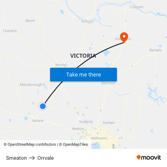 Smeaton to Orrvale map