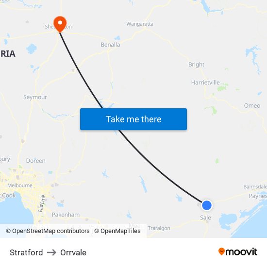 Stratford to Orrvale map