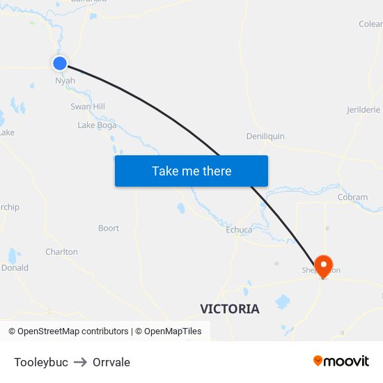 Tooleybuc to Orrvale map