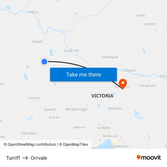 Turriff to Orrvale map