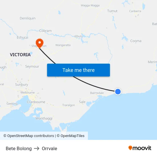 Bete Bolong to Orrvale map