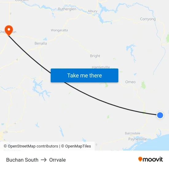 Buchan South to Orrvale map