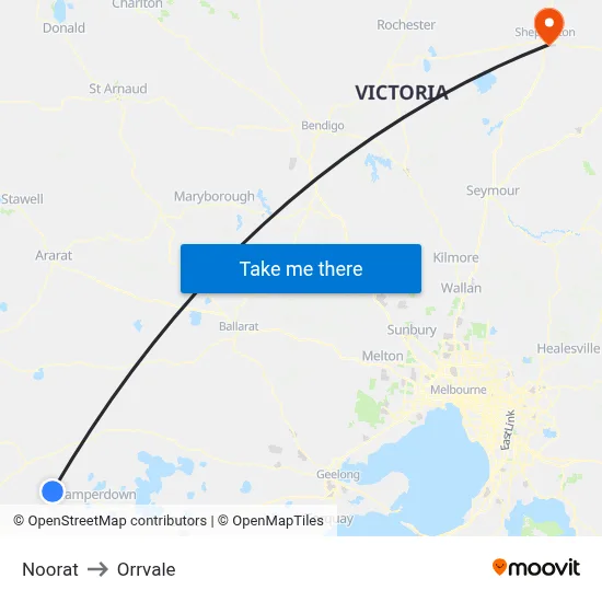 Noorat to Orrvale map