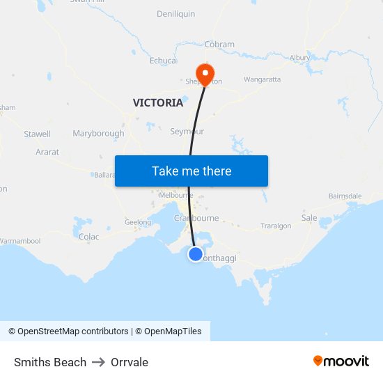 Smiths Beach to Orrvale map