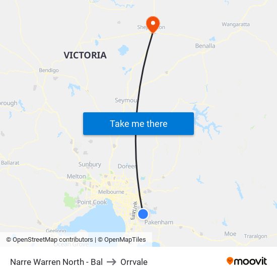 Narre Warren North - Bal to Orrvale map