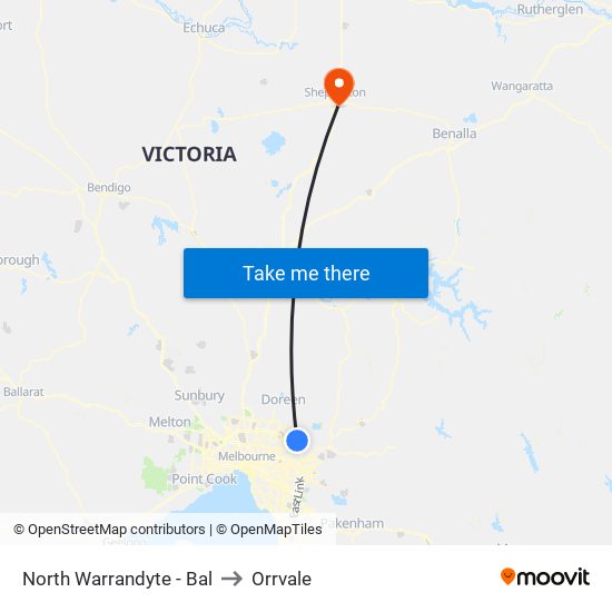 North Warrandyte - Bal to Orrvale map