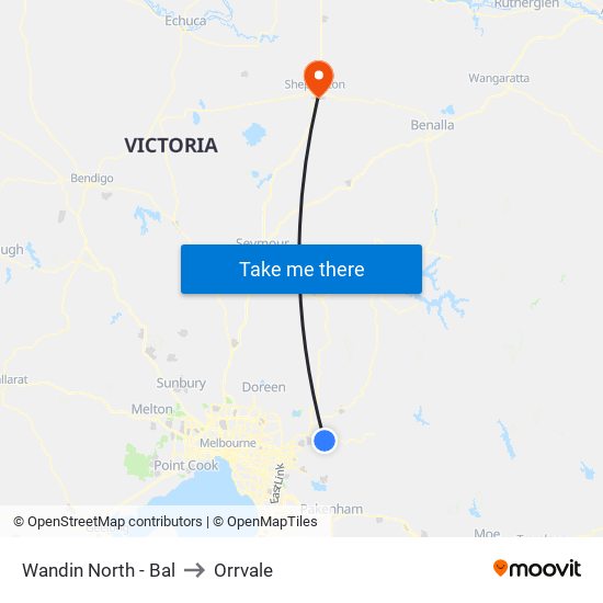 Wandin North - Bal to Orrvale map