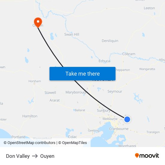 Don Valley to Ouyen map