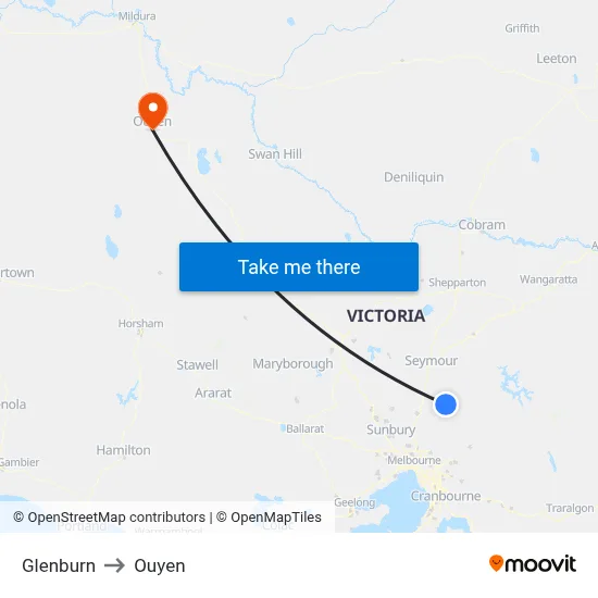 Glenburn to Ouyen map