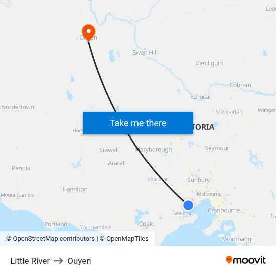 Little River to Ouyen map