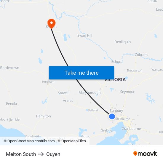 Melton South to Ouyen map