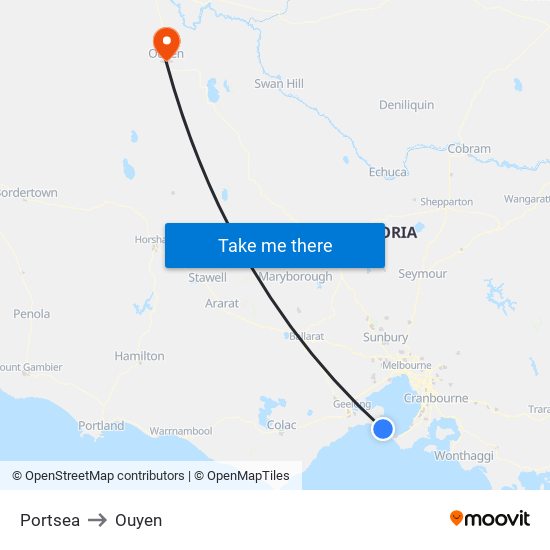 Portsea to Ouyen map