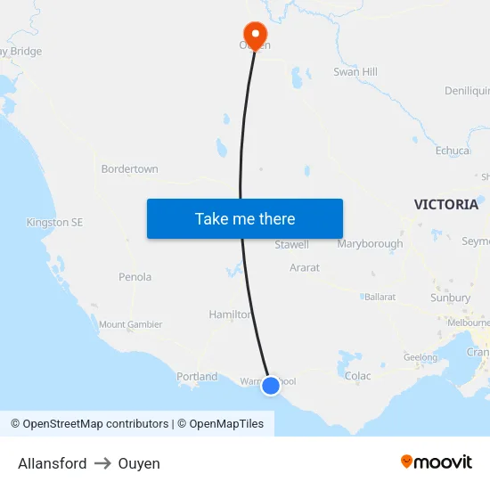 Allansford to Ouyen map