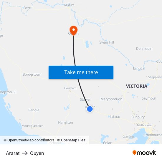 Ararat to Ouyen map