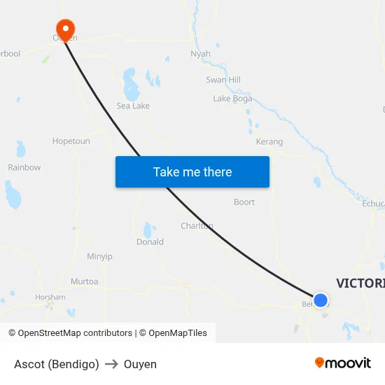 Ascot (Bendigo) to Ouyen map