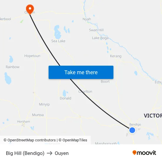 Big Hill (Bendigo) to Ouyen map