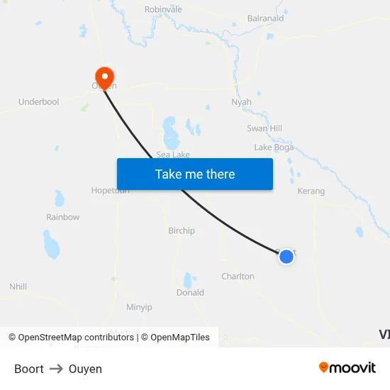 Boort to Ouyen map