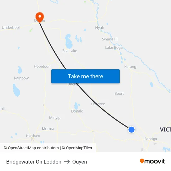 Bridgewater On Loddon to Ouyen map