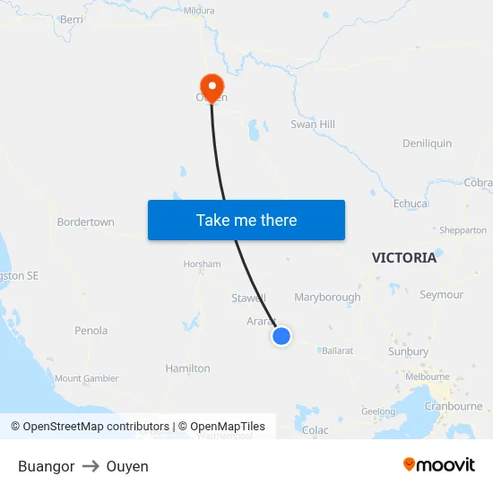 Buangor to Ouyen map