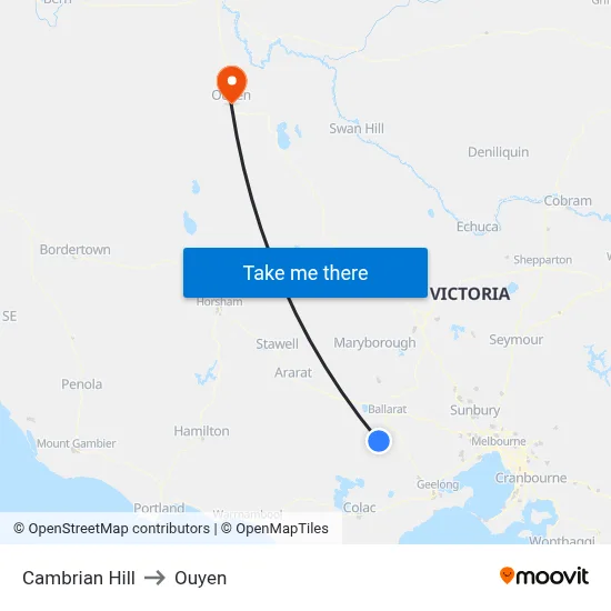 Cambrian Hill to Ouyen map