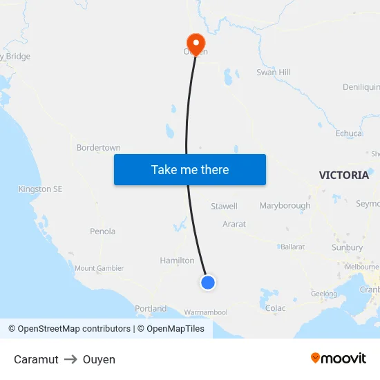 Caramut to Ouyen map