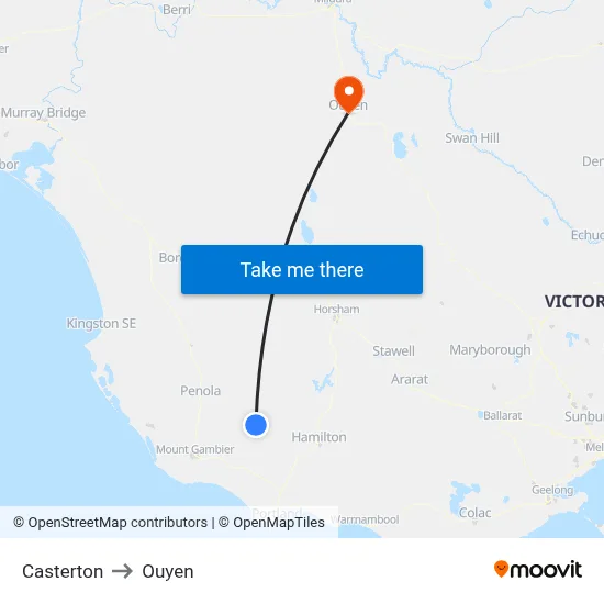 Casterton to Ouyen map