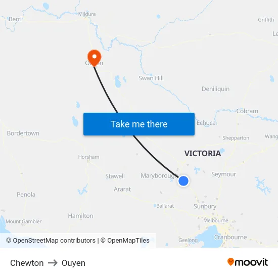 Chewton to Ouyen map