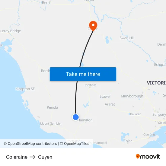 Coleraine to Ouyen map